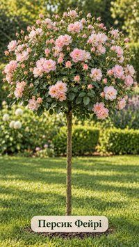 Троянда &laquo;Персик Фейрі&raquo; ROSE 'PEACH FAIRY' на штамбі висота 140-160 см Персиково-рожевий 1308 фото